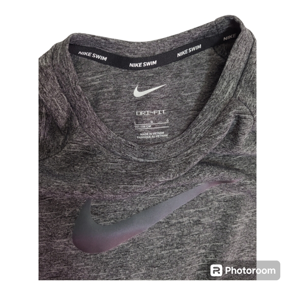 Nike Boys' Half Sleeve Hydro Rash Guard Heather Gray T-Shirt Size Large - Picture 5 of 12